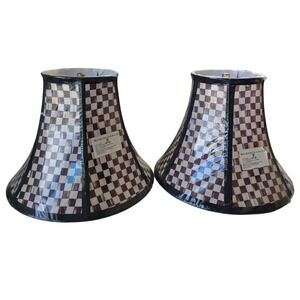MacKenzie-Childs Courtly Check Small Lamp Shades Set of 2 Black White 33202-040